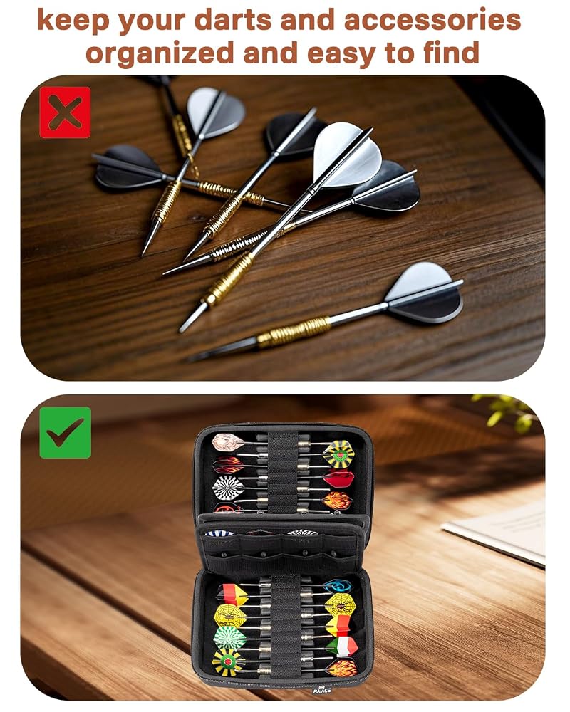 Hard Dart Carrying Case for 6 Steel/Soft Tip Darts (Case Only) – Holds Tips, Shafts & Flights, With 18-Dart Variation