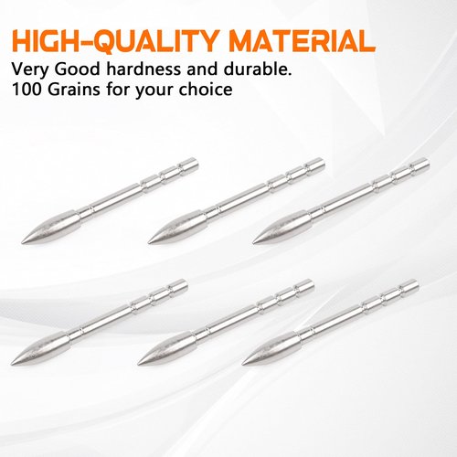 YLS Archery Field Points 85/100/120 Grain Insert Points Archery Bullet Points Target Practice Tips for ID 4.2mm Shaft(Pack of 12)