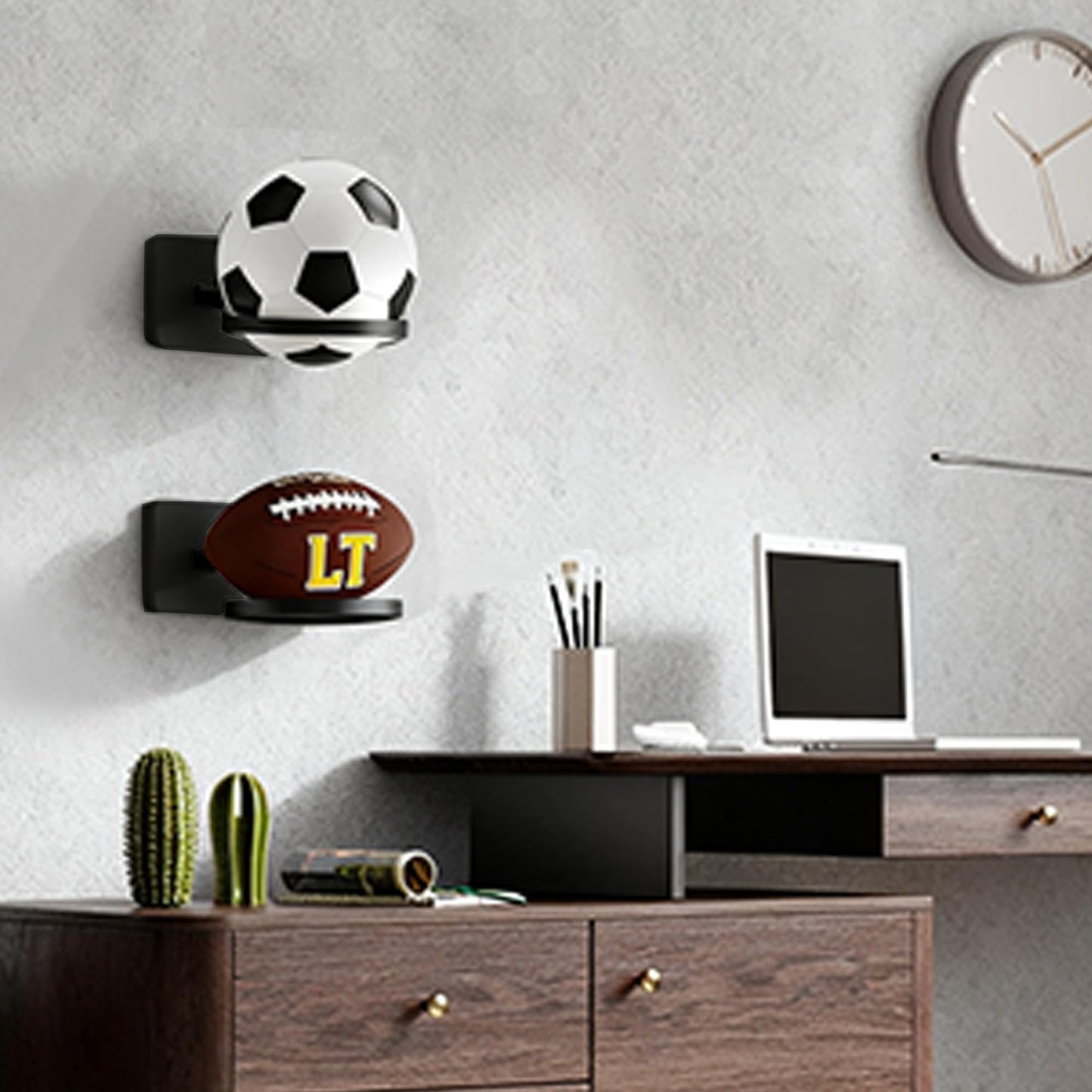 Lintriguingly Basketball Holder Wall Mount — Ball Holder Wall Mount,Ball Storage Display Rack for Autograph Basketballs, Soccer/Volleyball Holder，Sports Accessories Organizer (Black, 2-Pack)