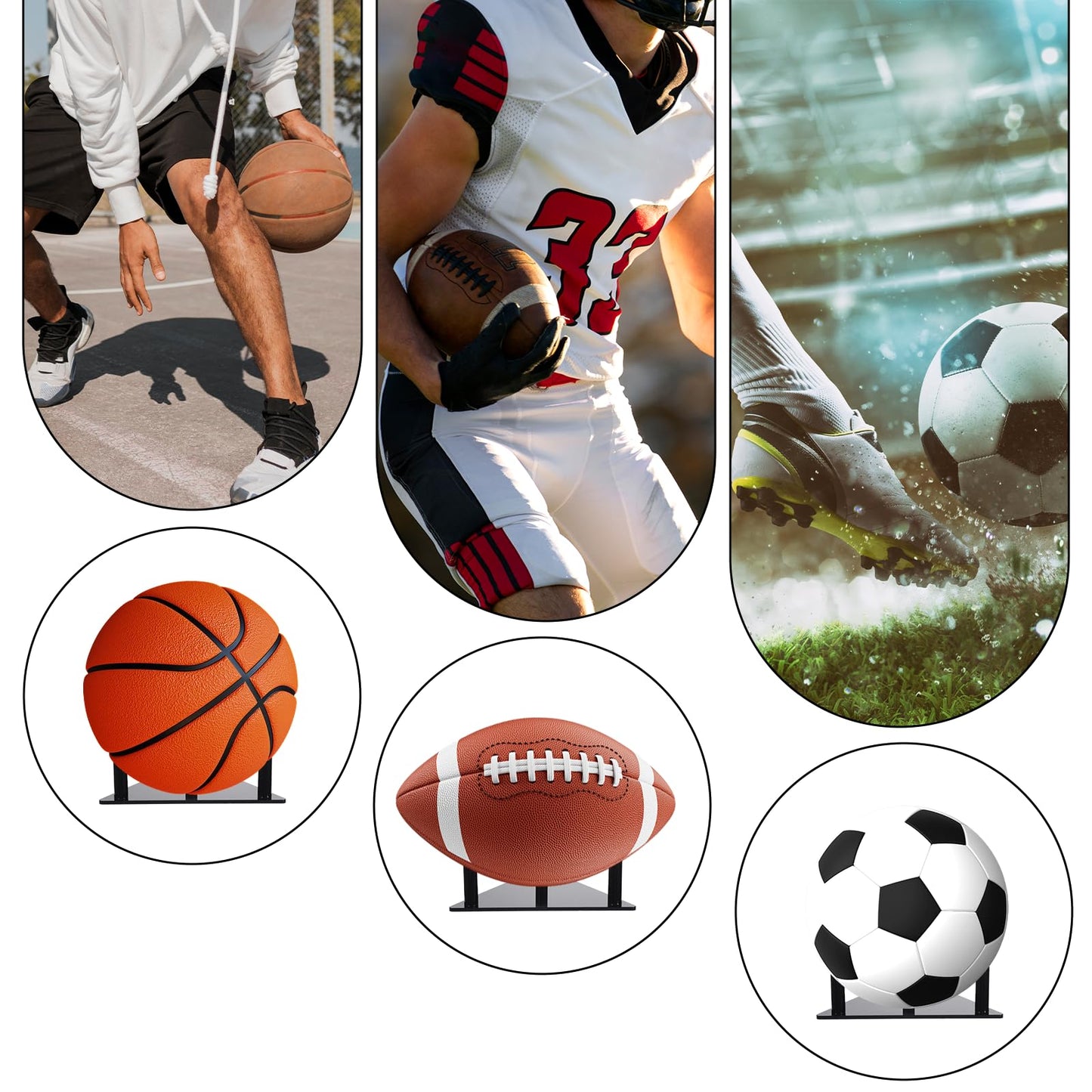2 Pcs Basketball Stand Acrylic Ball Stand Display Holder Sports Ball Storage Display Stand for Footballs Soccer Volleyballs Display