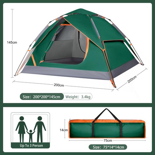 VXVGER Camping Tent Instant Pop Up Dome 2 Person Automatic Waterproof Tent Easy Set Up Portable for Family Hiking Travel