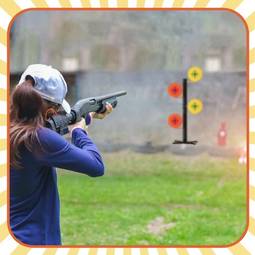 Viorawhite .22 Rimfire Dueling Tree Target Kit 4 Heavy Duty 6" x 3/8" Ar500 Steel Rotate Swing Paddles Shooting Targets Bracket with 20 High Visibility Bullseye Paper for Training Shooting Competition