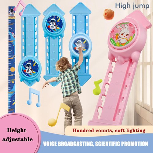 Xweptuy Vertical Jump Tester, Voice Broadcast Vertical Jump Trainer, Plastic Trainer with Adjustable Height Bouncer for Kids Indoor Height Touch Device
