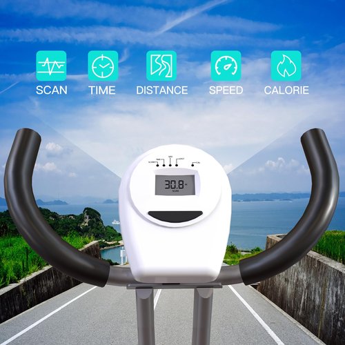 LINBOLUSA Portable Exercise Bike, Lightweight Stationary Bikes for Home Workout, Foldable Indoor Cycling Bike for Seniors, 240LB Capacity, Stepless Control Friction Resistance