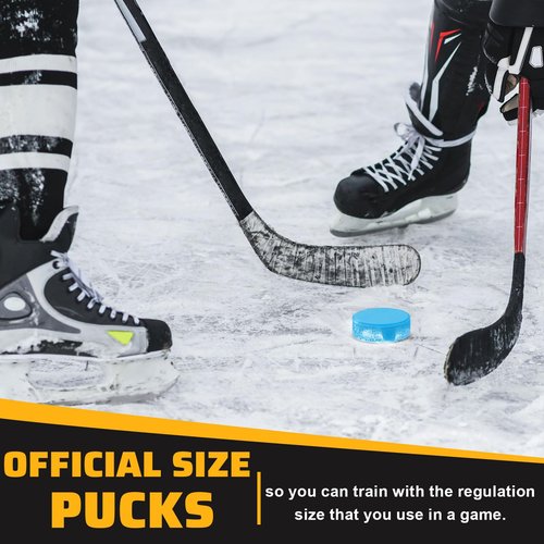6 Pack Rubber Ice Hockey Pucks Weighted 10oz Lightweight 4oz Official Regulation Weight 6oz Training Puck Diameter 3" Thickness 1" with Mesh Carrying Bag for Stick Handling Training Drills