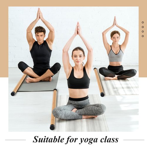 Hiboom 6 Pcs 26 inch Yoga Stick Natural Bamboo Exercise Stick with Non-Slip Rubber Ends Stretching Tool Posture Corrector Stretch Tool for Flexibility, Workout, Balance Fitness