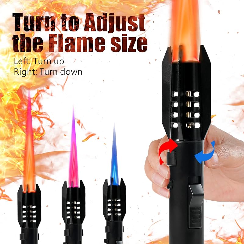 AlpCraft Black Camping Lighter Torch - Refillable, Jet Flame, 1300°C, Windproof