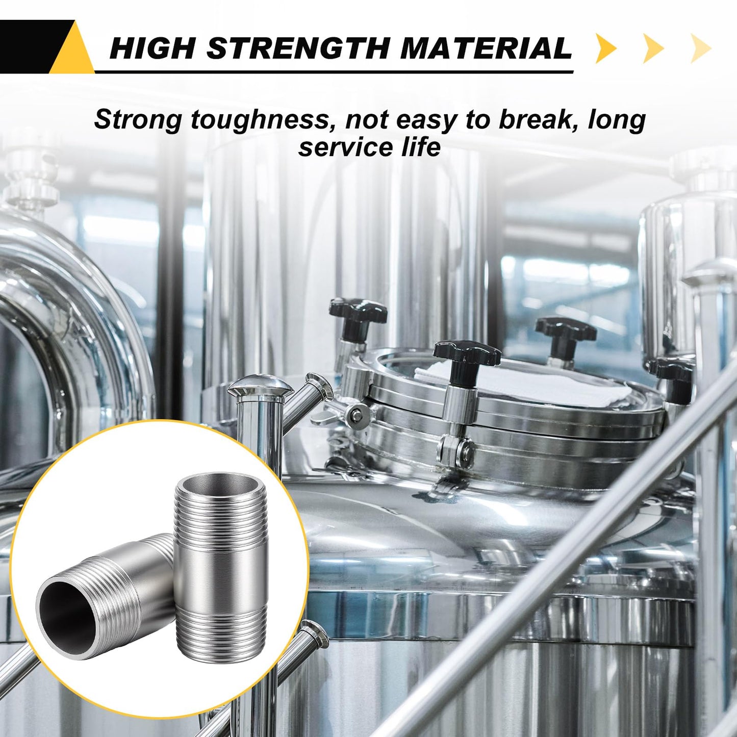Otoolling 4 Pcs 304 Stainless Steel Pipe Fittings 3/4" NPT x 3/4" NPT Male Threaded 2" Length Nipple Cast Pipe Fittings for Oil Air Fuel
