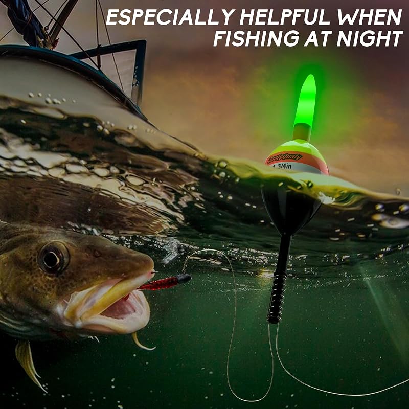 QualyQualy 1.75in LED Lighted Slip Bobber – 4pcs Glow in the Dark Fishing Floats for Crappie Walleyes