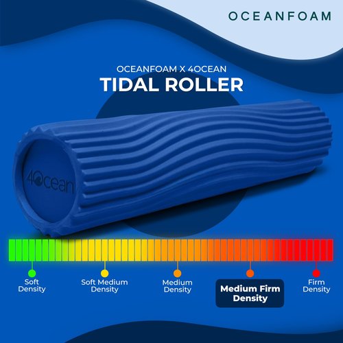 Oceanfoam x 4ocean Tidal Roller (Royal Blue) – Limited Edition Muscle Roller for Back Pain & Yoga - High Density Foam for Physical Therapy - Textured for Deep Tissue Massage - Full Size, 20" x 5"