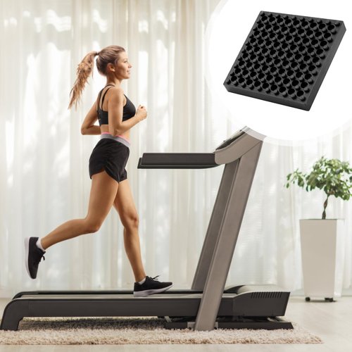 Homaisson 6 Pcs Exercise Equipment Mats, 4x4x0.8 Rubber Vibration Dampening Pads, Nonslip Stationary Bike Mats, Ideal for Treadmills Exercise Bikes and Heavy Machinery
