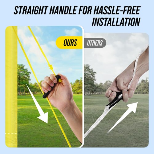 Patiassy Outdoor Portable Volleyball Net Set System - Quick & Easy Setup Adjustable Height Steel Poles, PU Volleyball with Pump and Carrying Bag for Beach Backyard (Yellow)
