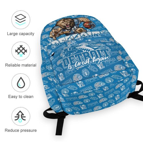 WTKBLAN Football Gifts for Detroit Fans, Football Sport Backpack, Sport Style Bag, Large Capacity Travel Gym Casual Backpack