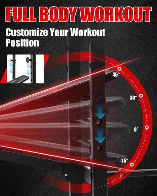 OPPSDECOR Standard Weight Bench Set with Squat Rack, 600LBS Adjustable Bench Press Set with Leg Extension and Leg Curl, Foldable Flat Incline Decline Workout Bench for Home Gym Full Body Training
