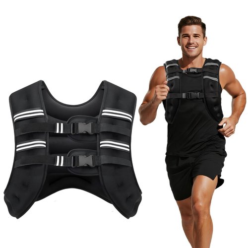 Cavry Weighted Vest, 8lb/12lb/16lb/20lb/25lb/30lb Weight Vest with Two Adjustment Straps for Men Women, Body Weight Vests Adjustable with Reflective Stripe for Strength Training, Running, Training Workout, Jogging, Walking-20LB
