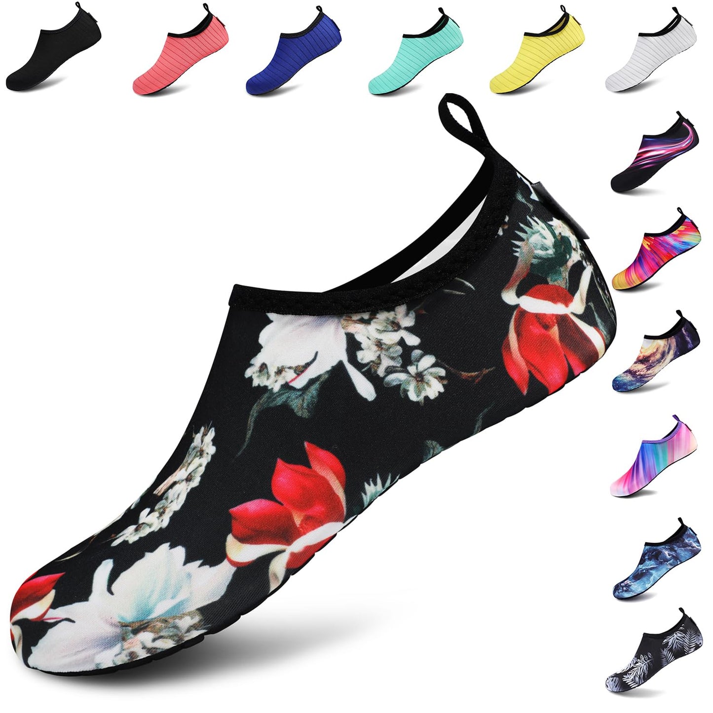 VIFUUR Water Sports Unisex Shoes Black Flower - 9-10 W US / 7.5-8.5 M US (40-41)