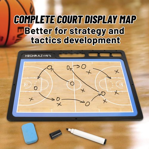 HIGHRAZON Dry Erase Basketball Clipboard for Coach, Premium Tactical Basketball Coaching Board, Double Sides Full & Half Court Dry Erase Board with Marker