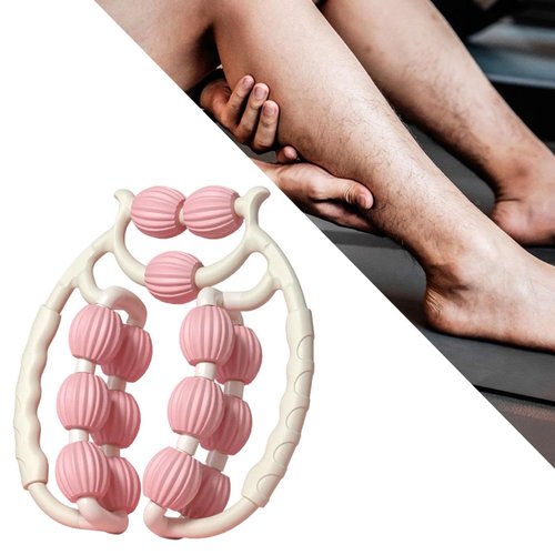 Leg Massager Roller Deep Tissue Massage Tool Foam Roller Handheld for Bodybuilding, Indoor, Pink