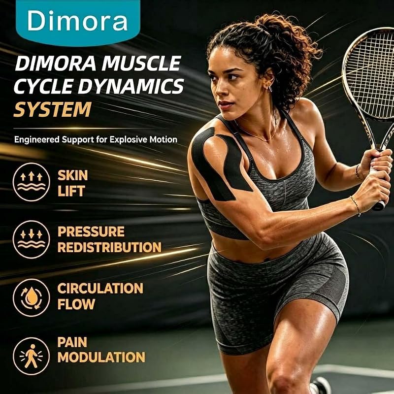Dimora Kinesiology Tape, Precut 40 Strips on 2 Rolls, 10” Cotton Athletic Tape - Black (Variation: Black+2 Rolls)