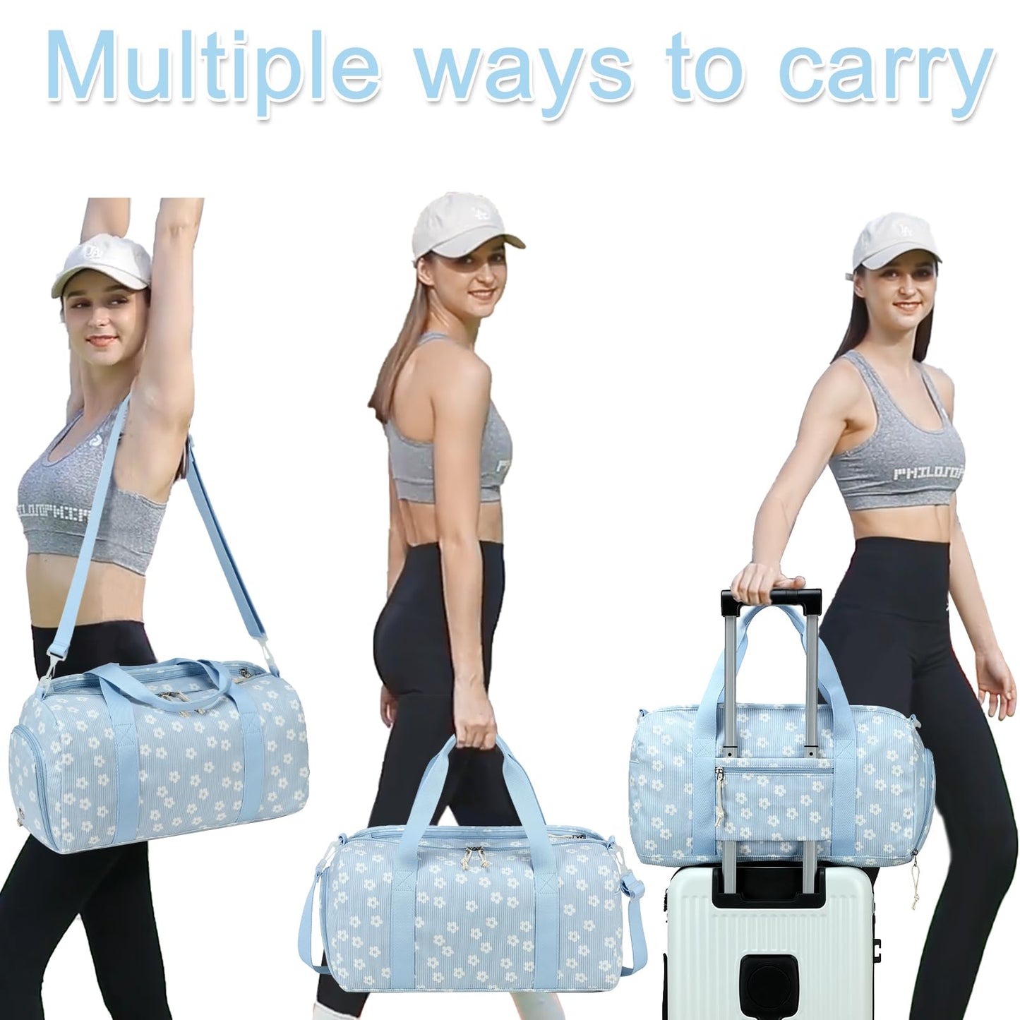 BLUBOON Duffle Bag Girls Kids Cute Gym Bag with Shoes Compartment & Wet Separation Waterproof Sports Overnight Travel Bag