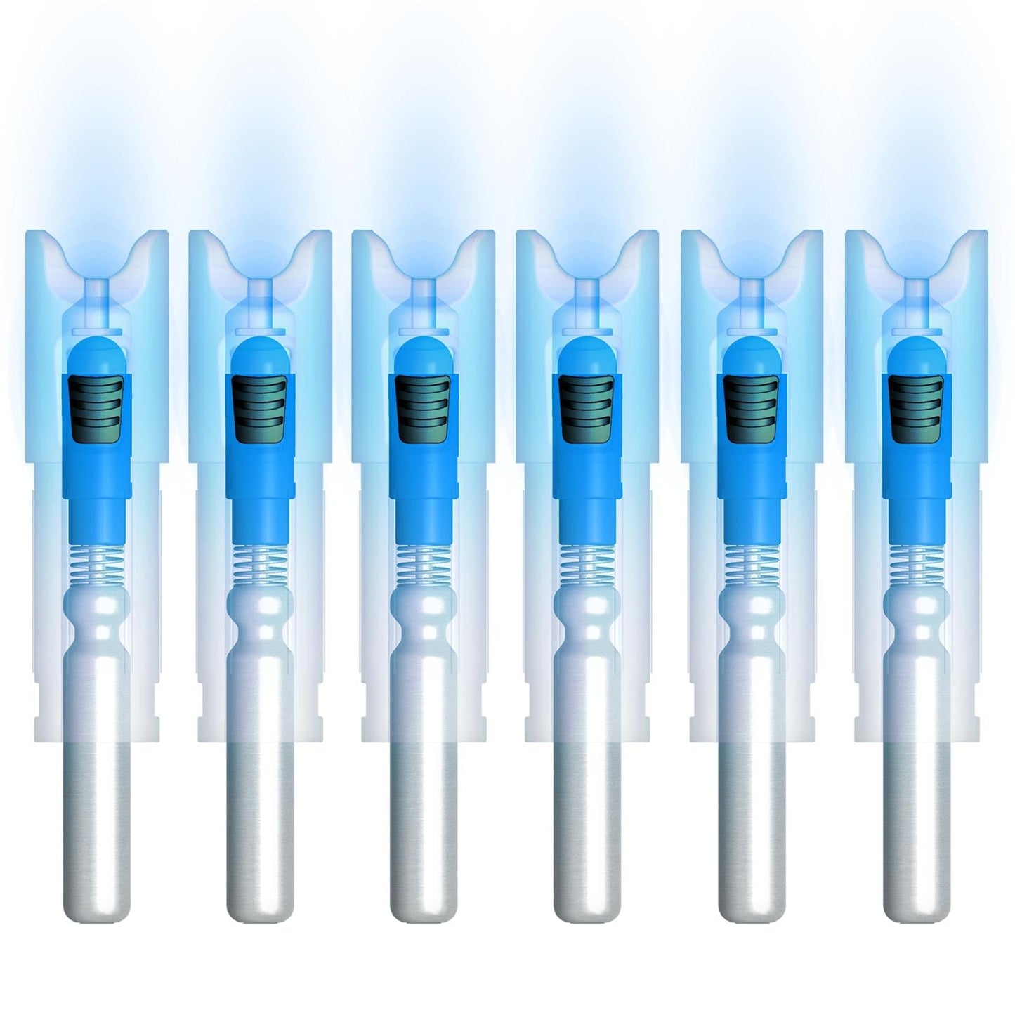 CosiComu Lighted Nocks for Crossbow with .300 Inside Diameter with ON/Off Switch Arrow nocks for Archery Hunting 6 Pack (Blue)