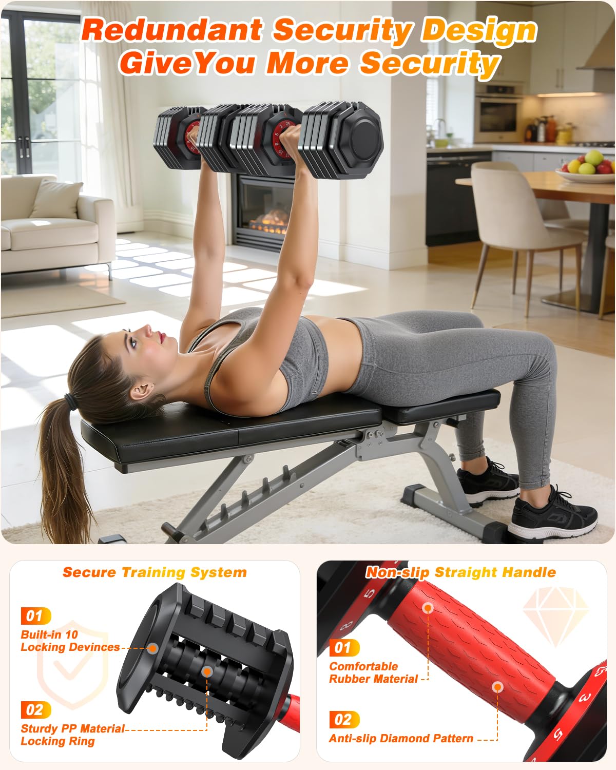 XDDIAS Adjustable Dumbbell Set for Home Gym Workout (25LB Pair)