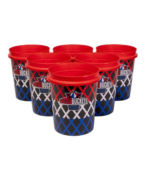 Battle Buckets – Giant Yard Pong and Basketball Game with 12 Buckets, 2 Balls, Carrying Bag, and Air Pump – Outdoor Game for Lawn, Backyard, Beach, and Parties