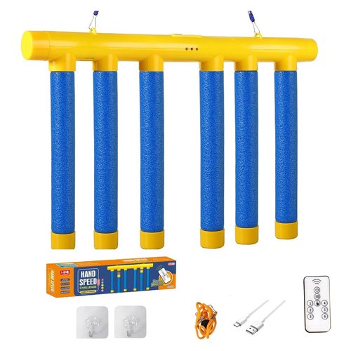 Reflex Challenge Game for Adults,Reflexes Game Falling Sticks,Catching Drop Stick Game,Hand Eye Coordination Training,3 Adjustable Speed,Upgrade Remote Control(Orange)
