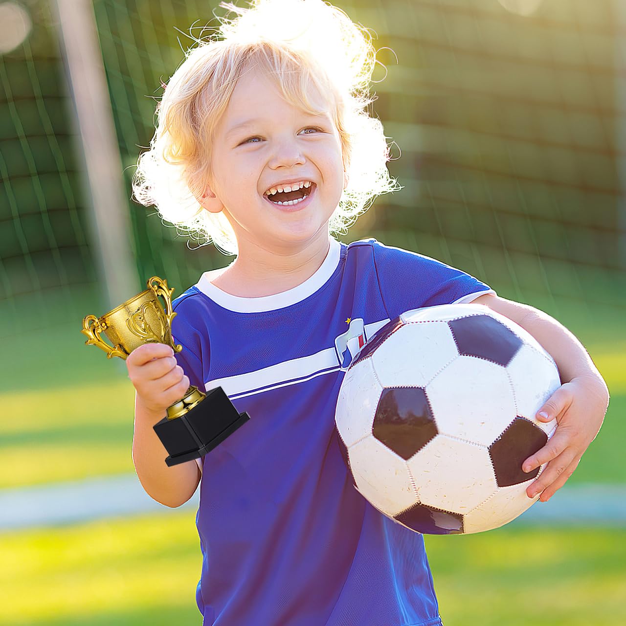 Garneck 3 Pack 7-Inch Golden Trophy Award Set: Small Plastic Trophy Cups with Base for Kids Sports School Events Game Nights and Celebrations Fun Trophies for Recognition Rewards Party Favor