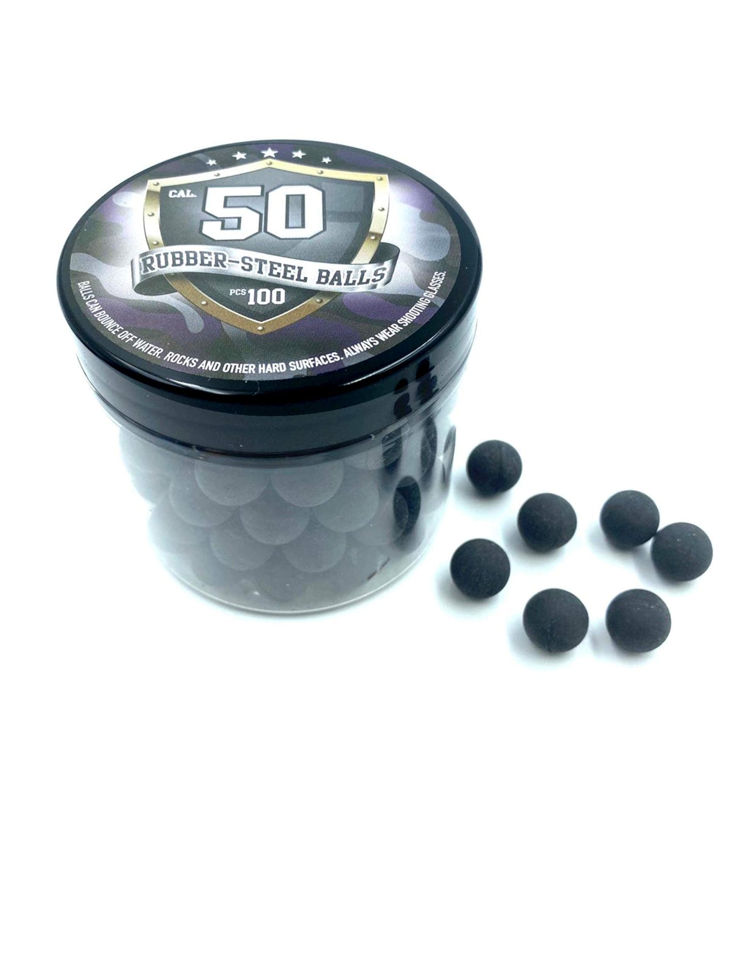 100x Premium Quality Hard Mix Rubber Steel Balls Paintballs Reballs Powerballs in 50 Cal. for Shooting Training Home and Self Defense Pistols in 50 Caliber