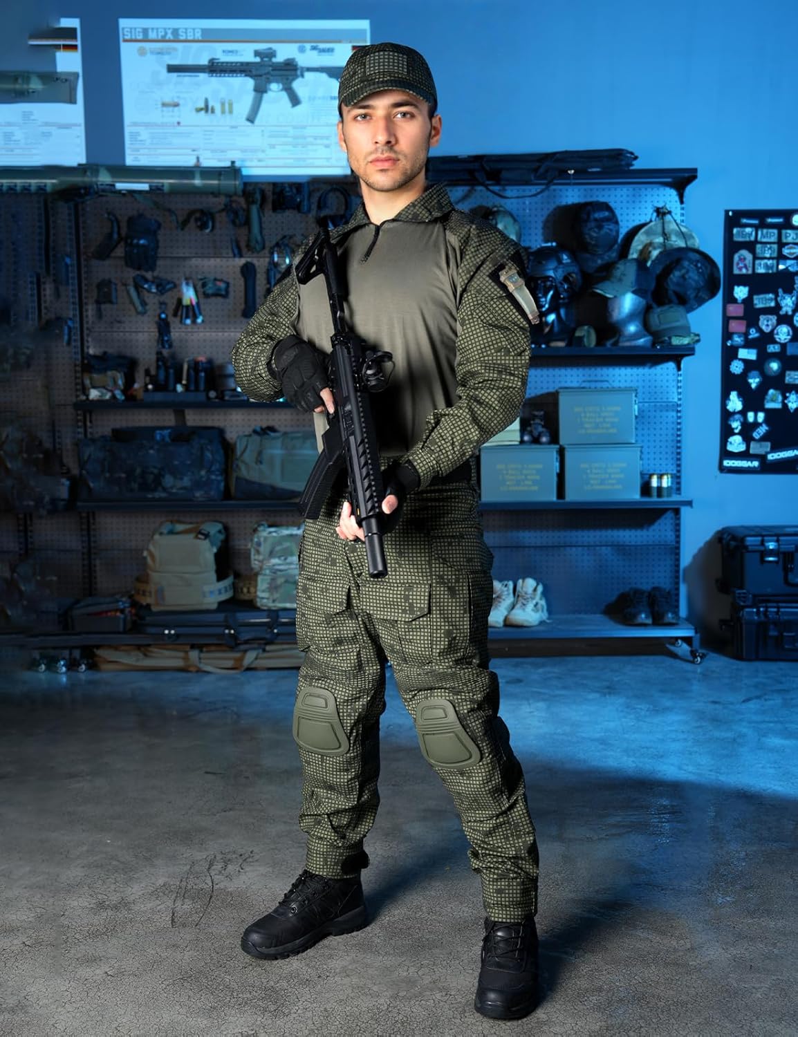 IDOGEAR Men G3 Combat Uniforms Set with Knee & Elbow Pads Camouflage Clothing