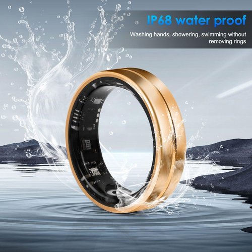 Dkeof Smart Ring Fitness Tracker for Women Men - Waterproof Health Rings for Sleep Tracker, Heart and Blood Oxygen Monitor, Fitness Ring for Family Care,Step and Burned Calories Counter(7#)