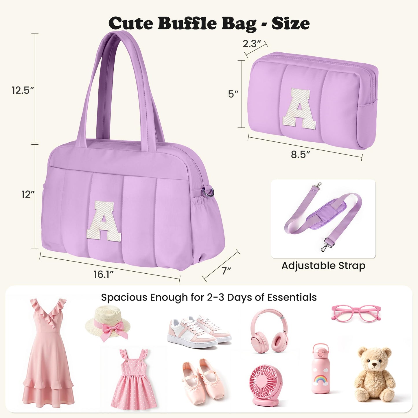 Vogewood Gifts for Teenage Girls-Gifts for Women Unique Initial Duffle Bag, Carry On Bags，Overnight Bag with Wet Pocket，Lightweight Travel Bags Personalized Gym Tote with Makeup Pouch