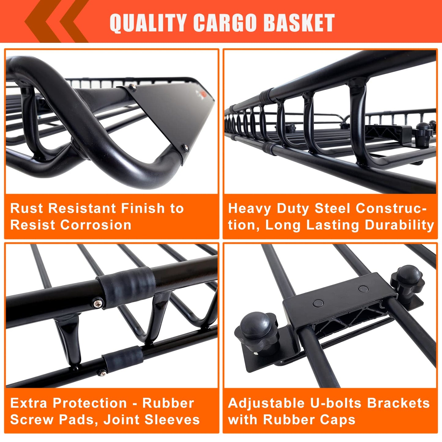 Roof Rack Cargo Carrier Basket 51"*36"*5"+Waterproof Bag 15 Cubic Feet(44"*34"*17"),and Cargo Net with Attachment Hooks,Ratchet Straps.200 Lbs Capacity,Universal Rooftop Large Size Roof Rack