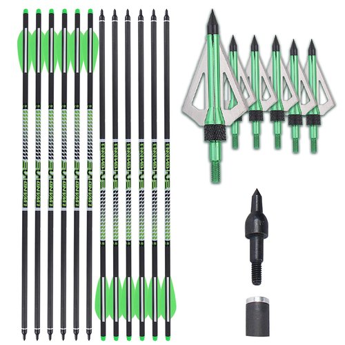 LWANO 100% Pure Carbon Crossbow Bolts Arrows 20 Inch Archery Arrows 12 Pack and 6 Pack Hunting Crossbow Broadheads kit for Hunting & Target Practice