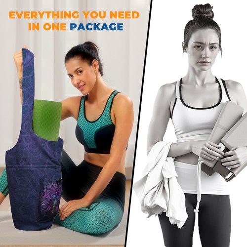 saniwu Yoga Mat Bags for Women Fit Large Capacity Gym Mats Blocks with Waterproof Wet Pocket Durable Pilates Tote