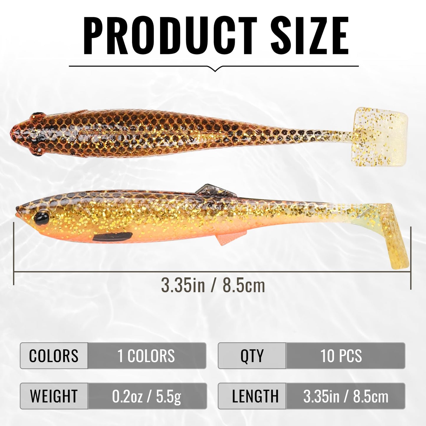 TRUSCEND Hand-Painted Soft Fishing Lures 10PCS, Paddle Tail Swimbaits, Fishing Lures for Bass Trout Crappie Walleye, Durable Plastic Bait for Bass Fishing, Shad Fishing Bait for Freshwater Saltwater
