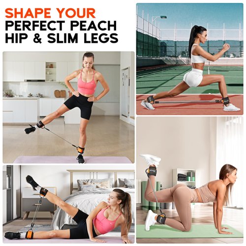 HPYGN Ankle Resistance Bands with Cuffs, Ankle Bands for Working Out, Resistance Bands for Leg Butt Training Exercise Equipment for Kickbacks Hip Gluteus Training, Ankle Strap with Exercise Bands