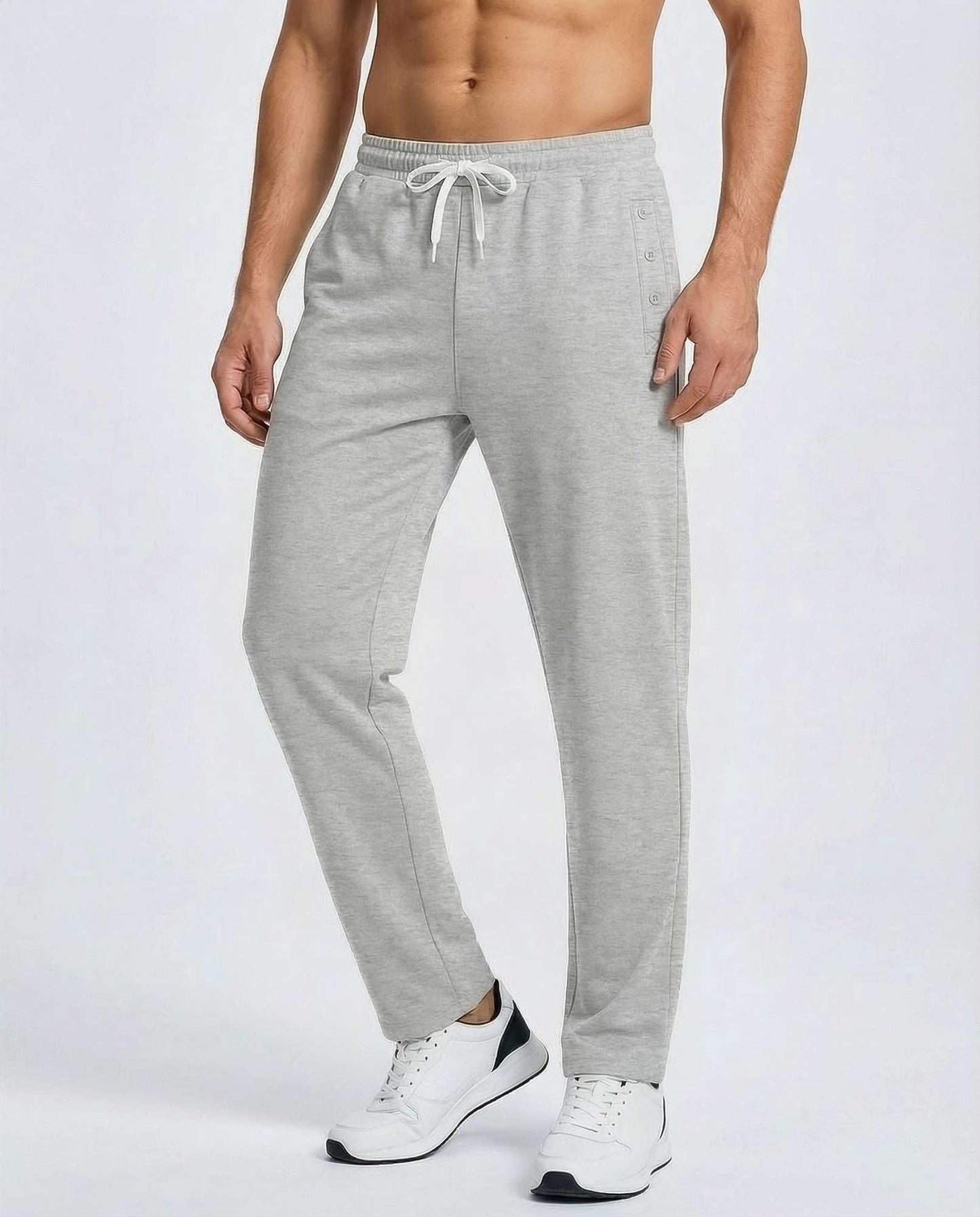 Real Essentials 3 Pack: Men's French Terry Open Bottom Sweatpants - Casual Lounge Comfort Gym with Pockets- Set 3,L