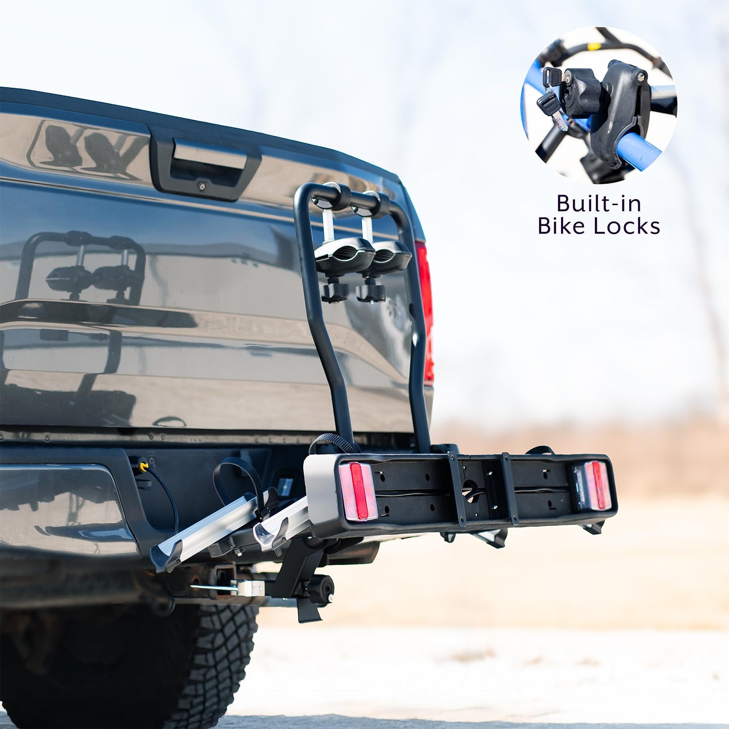 Life Finds 2-Hitch Bike Rack with Taillights and License Plate Holder, Adjustable Folding Design, Holds up to 132 lbs, LF-BR1L
