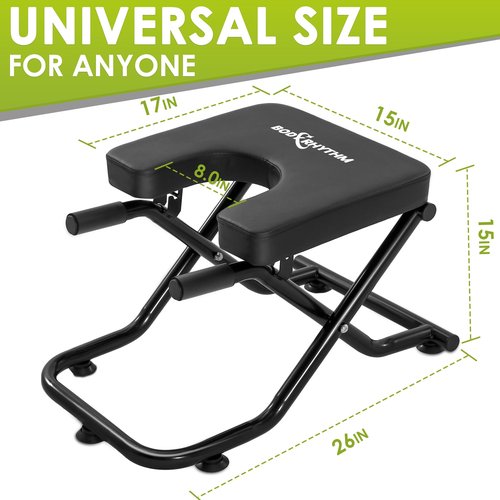 BODY RHYTHM FoldableYoga Headstand Bench, Yoga Inversion Chair, Headstand Trainer for Relieve Stress, Improve Sleep & Digestion and Strength Training, Ideal for Home Workout, Fitness and Gym (Black)