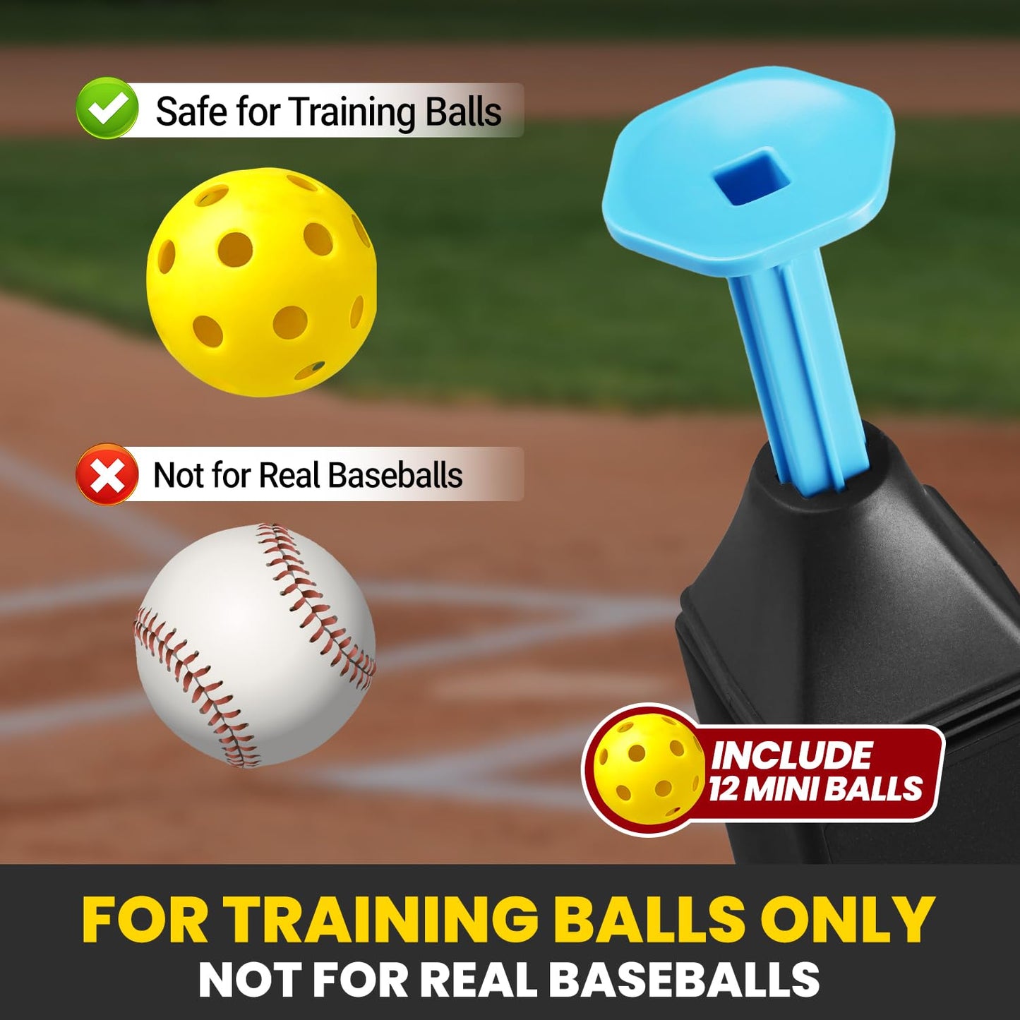 Portable Hitting Tee for Baseball & Softball, Adjustable Height Up to 40 Inches Baseball Pitching Machines with 12 Balls for Swing Practice Without a Pitcher Hitting, Batting Tee Training Equipment