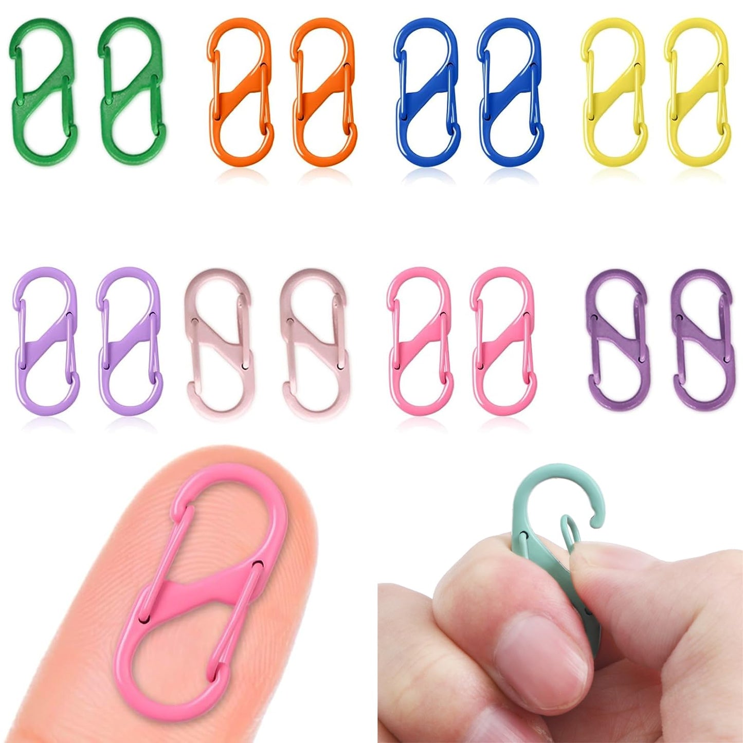 16PCS Colorful Double Opening Lobster Clasps S Lock Chain Shortener Set Keychains Extender Connector for Jewelry Making Kit Metal Necklace Clips Bracelet Closures DIY Craft Clasp Carabiner