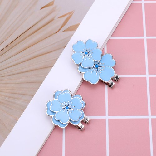 Magnetic Golf Ball Marker with Hat Clip, Golf Marker Magnet Cap Clip Set Flower Shape Ball Bag Accessories for Women Men Golfer Putting Green Gift (Blue)