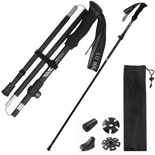 WWJ Collapsible Trekking Hiking Poles - 1 Pc Lightweight Adjustable Folding Walking Sticks for Hiking & Trekking (7075 Aluminum Alloy, Quick Lock System) Pole - for Men & Women Adults