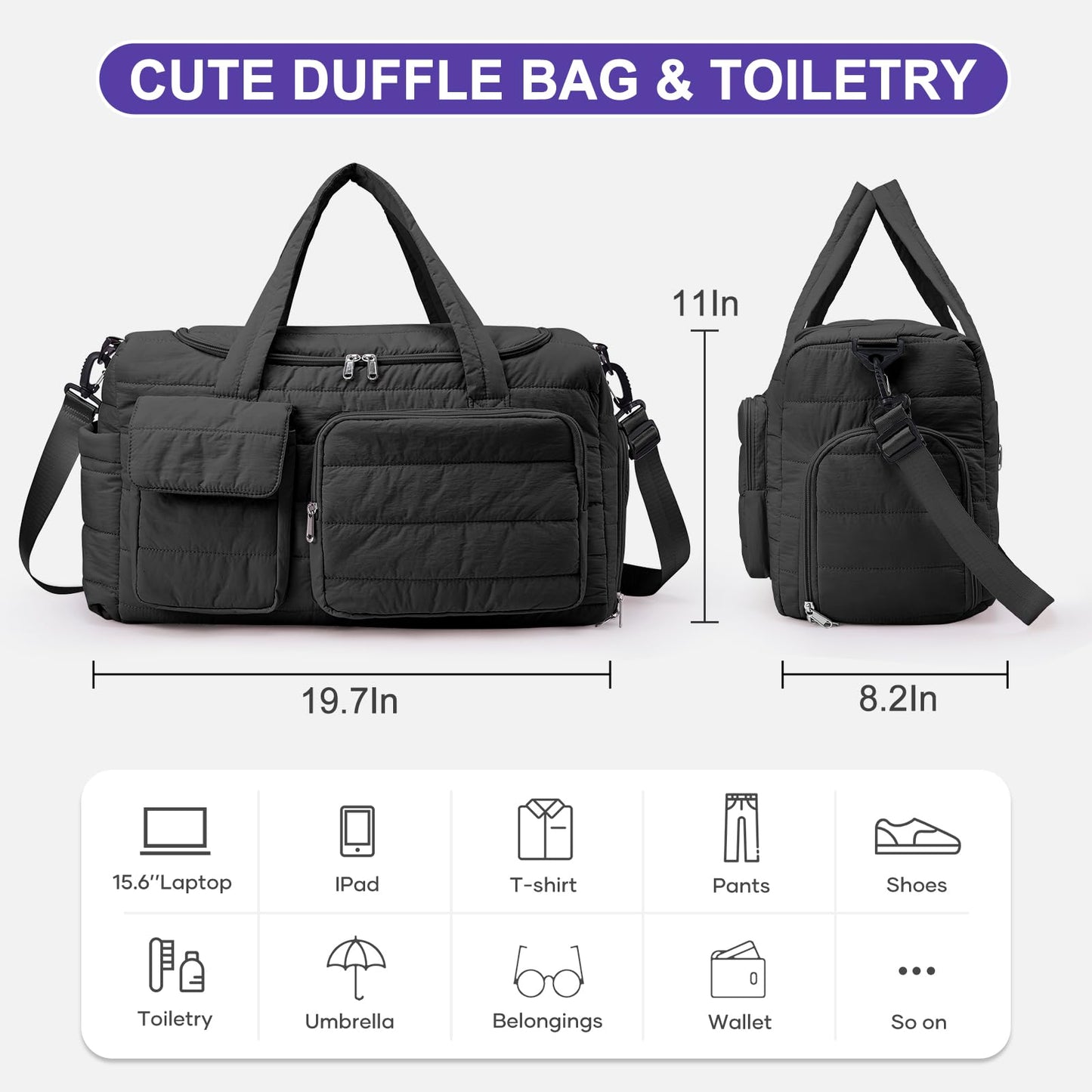 Small Gym Bag for Women, Travel Duffle Bag Carry On Weekender Bag with Shoe Compartment