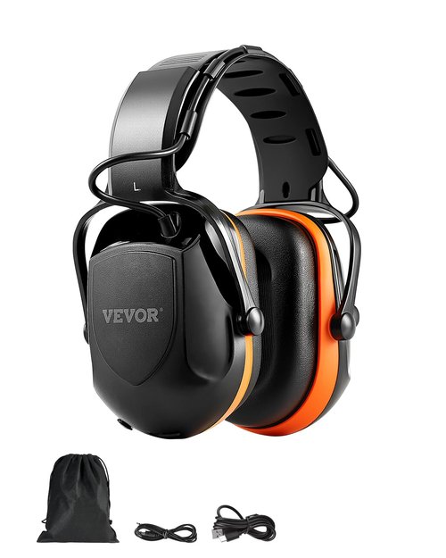 VEVOR Safety Earmuffs, Electronic Ear Muffs with 5.1 Bluetooth Technology Ear Protector, Noise Reduction Headphone NRR23dB, Hearing Protection Earmuffs for Shooting, Manufacturing and Lawn Mowing