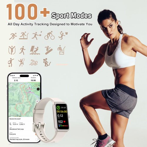 Fitness Tracker with 24/7 Heart Rate,Blood Pressure Sleep Tracking,104 Sports Modes Calories Smart Watch,IP68 Waterproof Step Counter Activity Trackers Pedometer for Android&iPhone Women Men (Beige)