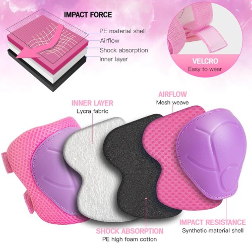Wemfg Kids Protective Gear Set Knee Pads for Kids 3-8 Years Toddler Knee and Elbow Pads with Wrist Guards 3 in 1 for Skating Cycling Bike Rollerblading Scooter