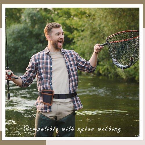 Chunful Fly Fishing Net Holder Adjustable Belt Mounted Landing Net Holster for Fishnet and Racquet